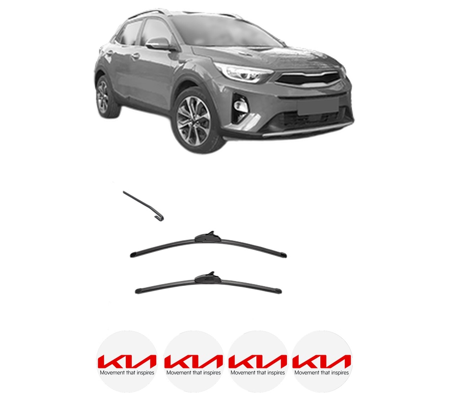 Set stergatoare auto KIA STONIC (YB) din 2017-2023, pentru parbriz auto, 2 bucati, Valeo Silencio, din cauciuc siliconat rezistent, 4 Stickere Auto KIA