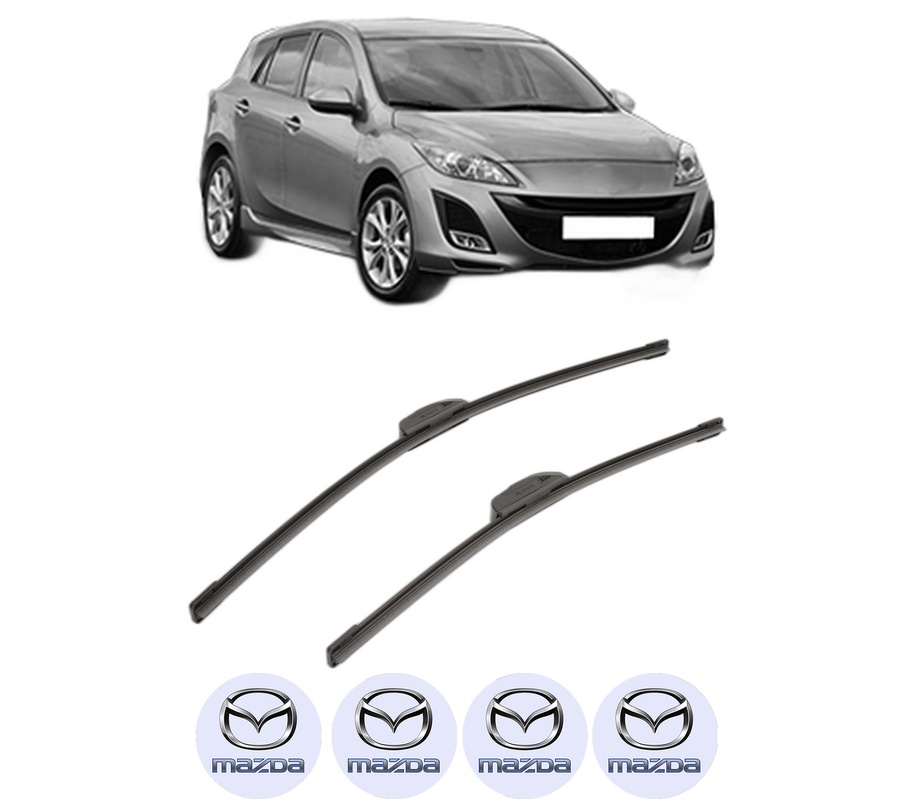 Set stergatoare auto MAZDA 3 (BL) din 2008-2014, pentru parbriz auto, 2 bucati, Bosch Aerotwin Retrofit, din cauciuc siliconat rezistent, 4 Stickere Auto MAZDA