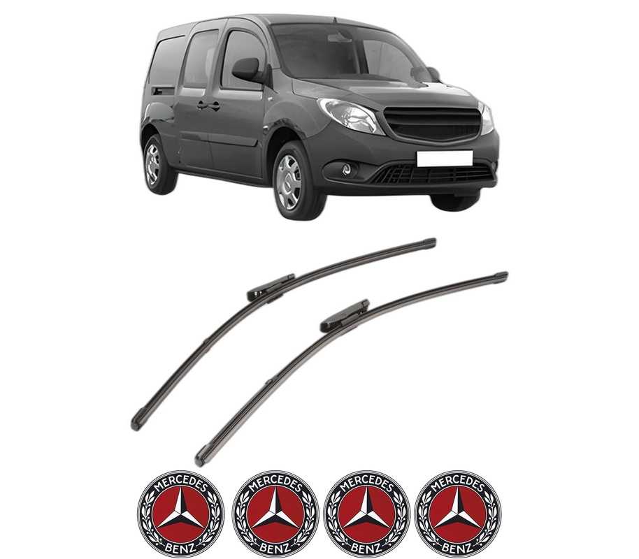 Set stergatoare auto MERCEDES-BENZ CITAN Mixto (Double Cabin) (W415) din 2012-2021, pentru parbriz auto, 2 bucati, Valeo Silencio Xtrm, din cauciuc siliconat rezistent, 4 Stickere Auto MERCEDES-BENZ