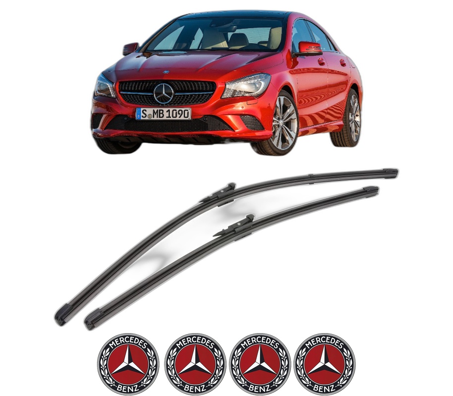 Set stergatoare auto MERCEDES-BENZ CLA Coupe (C117) din 2013-2019, pentru parbriz auto, 2 bucati, Valeo Silencio Xtrm, din cauciuc siliconat rezistent, 4 Stickere Auto MERCEDES-BENZ