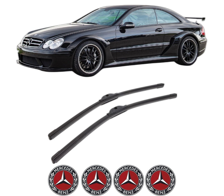 Set stergatoare auto MERCEDES-BENZ CLK (C209) din 2002-2009, pentru parbriz auto, 2 bucati, Bosch Aerotwin, din cauciuc siliconat rezistent, 4 Stickere Auto MERCEDES-BENZ