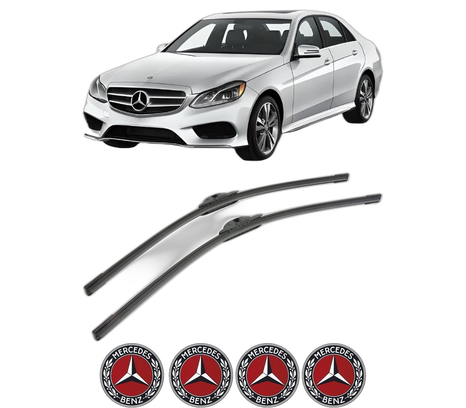 Set stergatoare auto MERCEDES-BENZ E-CLASS (W213) din 2016-2023, pentru parbriz auto, 2 bucati, Bosch Aerotwin, din cauciuc siliconat rezistent, 4 Stickere Auto MERCEDES-BENZ