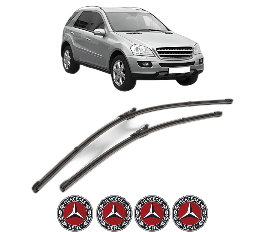Set stergatoare auto MERCEDES-BENZ M-CLASS (W164) din 2005-2011, pentru parbriz auto, 2 bucati, Valeo Silencio Xtrm, din cauciuc siliconat rezistent, 4 Stickere Auto MERCEDES-BENZ