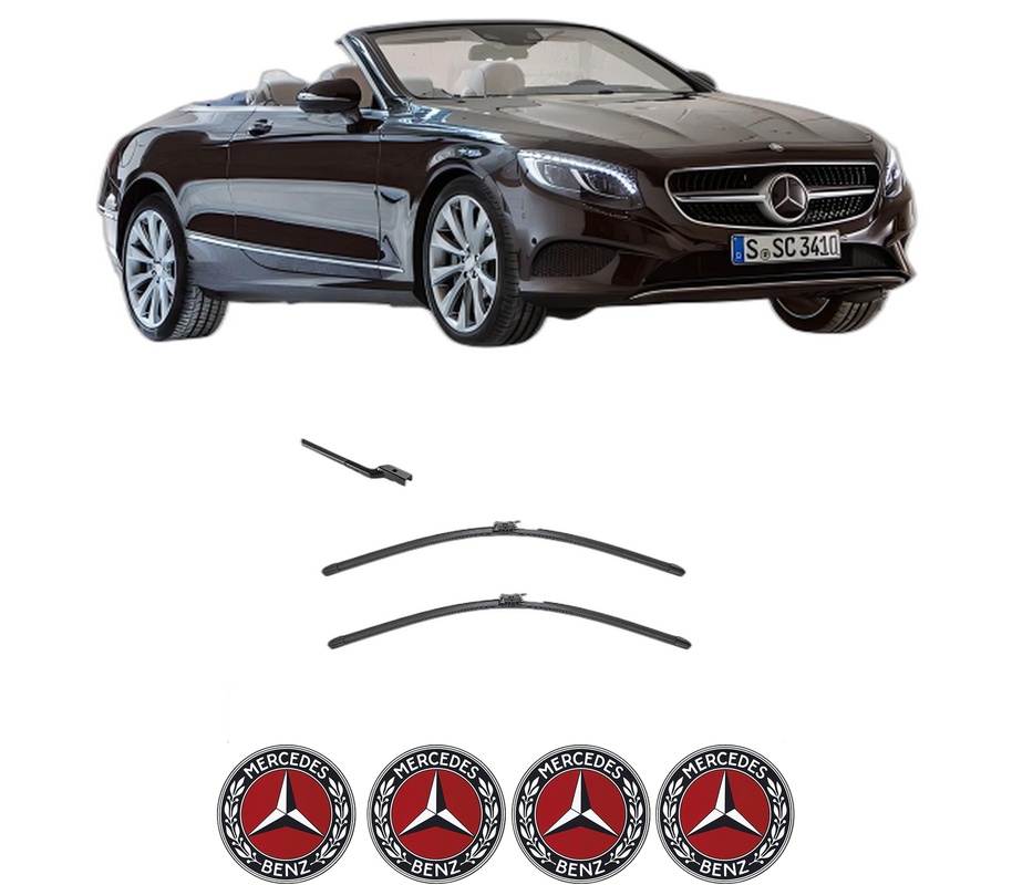 Set stergatoare auto MERCEDES-BENZ S-CLASS Convertible (A217) din 2015-2020, pentru parbriz auto, 2 bucati, Valeo AquaBlade, din cauciuc siliconat rezistent, 4 Stickere Auto MERCEDES-BENZ