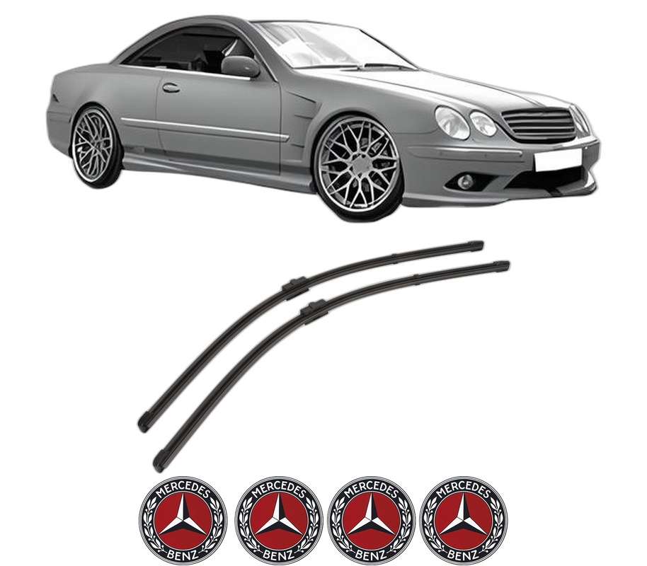 Set stergatoare auto MERCEDES-BENZ S-CLASS Coupe (C215) din 1999-2006, pentru parbriz auto, 2 bucati, Valeo Silencio, din cauciuc siliconat rezistent, 4 Stickere Auto MERCEDES-BENZ