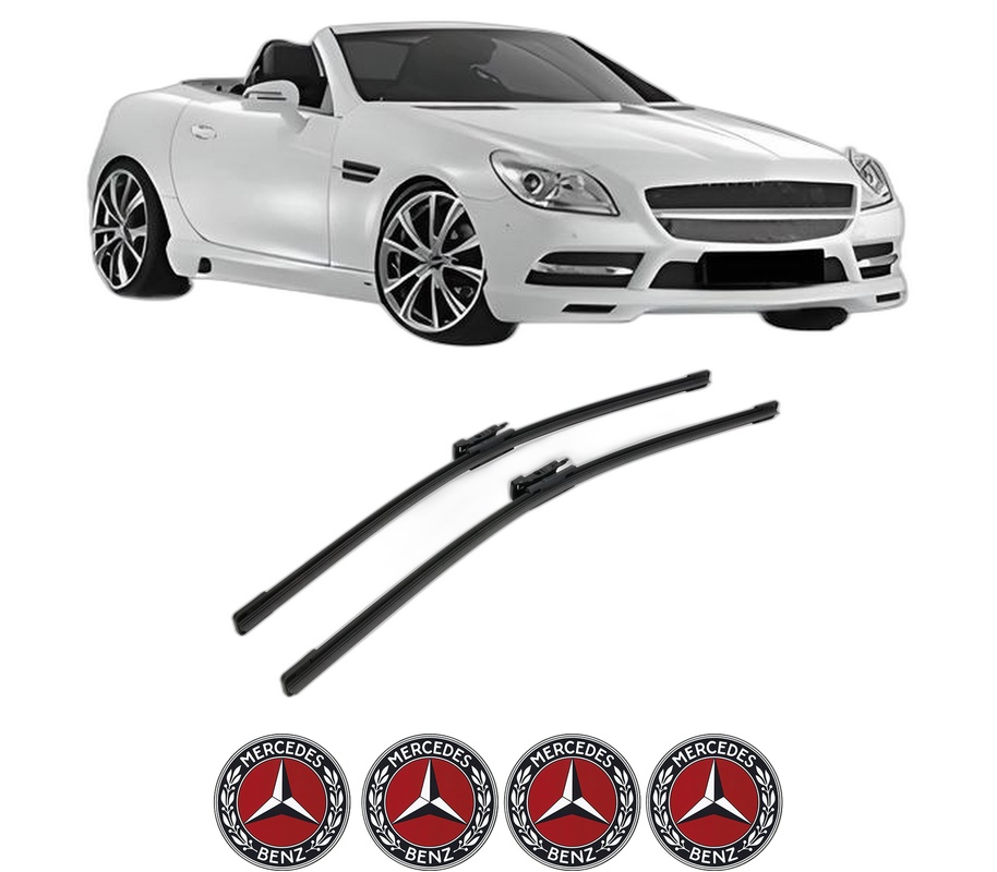 Set stergatoare auto MERCEDES-BENZ SLK (R172) din 2011-2015, pentru parbriz auto, 2 bucati, Bosch Aerotwin, din cauciuc siliconat rezistent, 4 Stickere Auto MERCEDES-BENZ