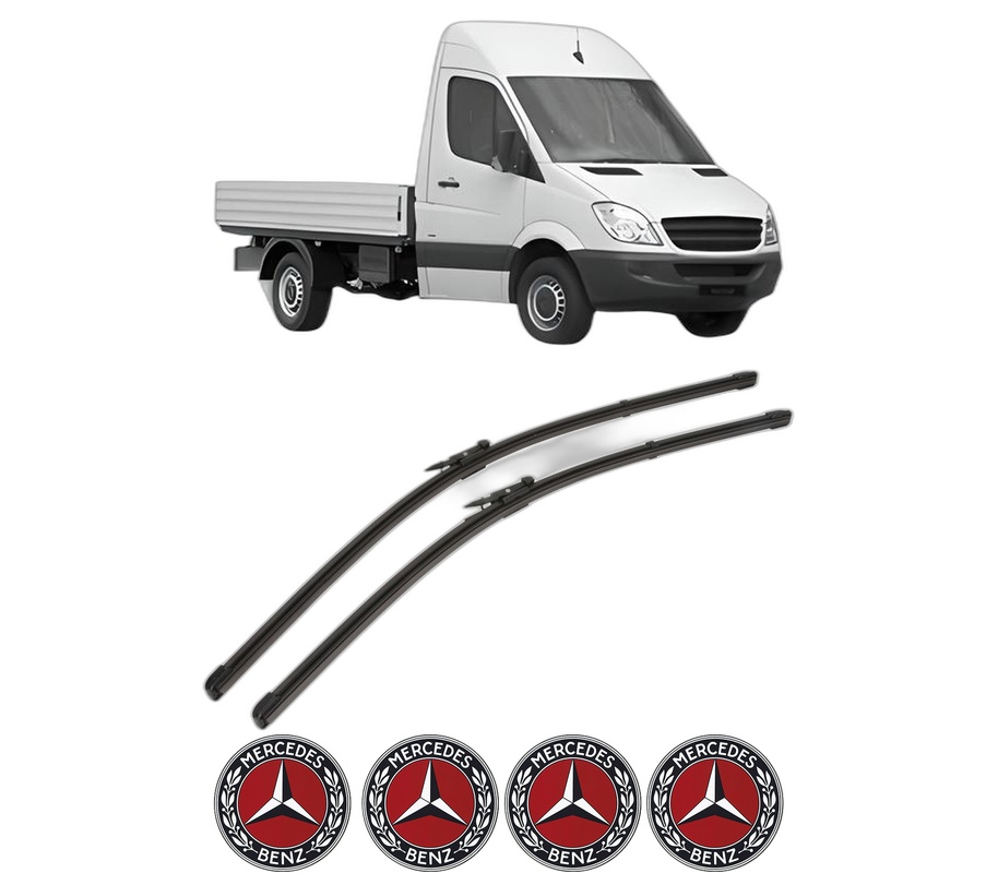 Set stergatoare auto MERCEDES-BENZ SPRINTER 3,5-t Platform/Chassis (B906) din 2006-2018, pentru parbriz auto, 2 bucati, Valeo Silencio Xtrm, din cauciuc siliconat rezistent, 4 Stickere Auto MERCEDES-BENZ