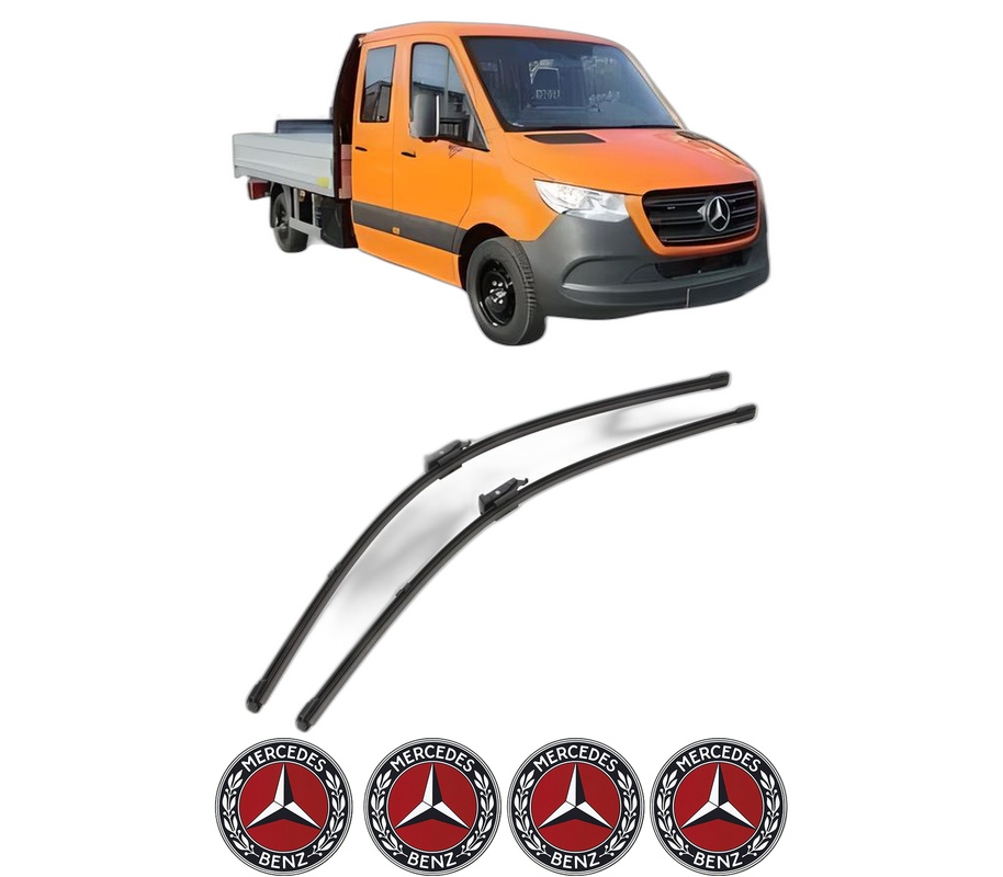 Set stergatoare auto MERCEDES-BENZ SPRINTER 3,5-t Platform/Chassis (B907, B910) din 2018-2024, pentru parbriz auto, 2 bucati, Valeo Silencio Xtrm, din cauciuc siliconat rezistent, 4 Stickere Auto MERCEDES-BENZ