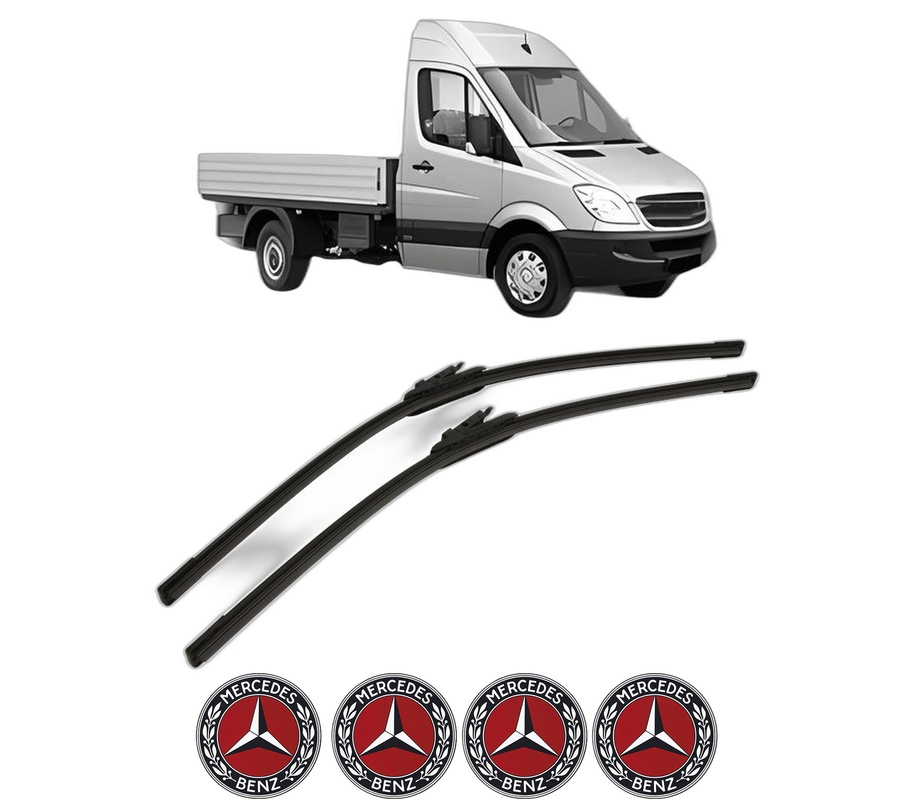 Set stergatoare auto MERCEDES-BENZ SPRINTER 5-t Platform/Chassis (B906) din 2006-2018, pentru parbriz auto, 2 bucati, Bosch Aerotwin, din cauciuc siliconat rezistent, 4 Stickere Auto MERCEDES-BENZ
