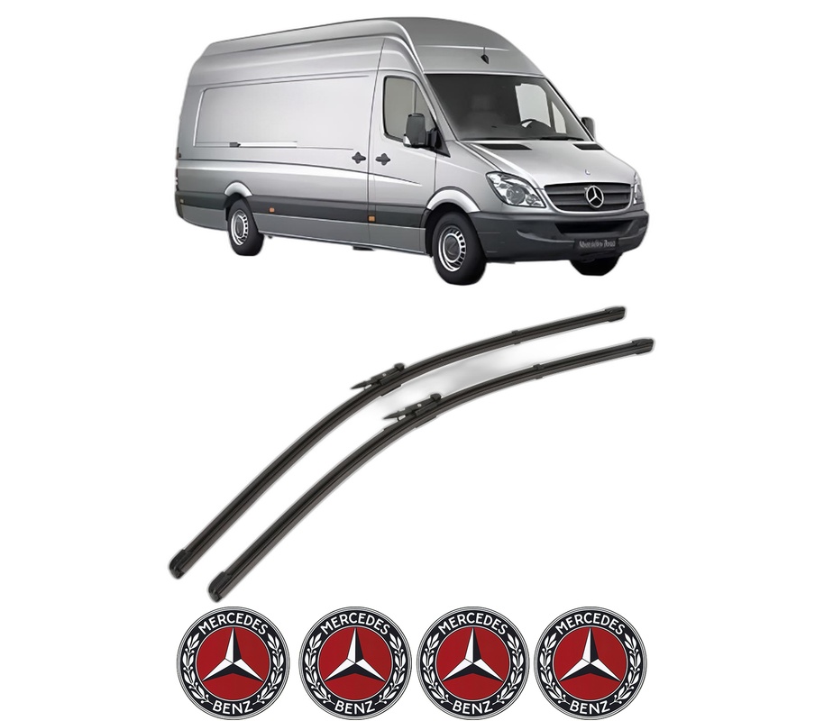 Set stergatoare auto MERCEDES-BENZ SPRINTER 5-t Van (B906) din 2006-2018, pentru parbriz auto, 2 bucati, Valeo Silencio Xtrm, din cauciuc siliconat rezistent, 4 Stickere Auto MERCEDES-BENZ