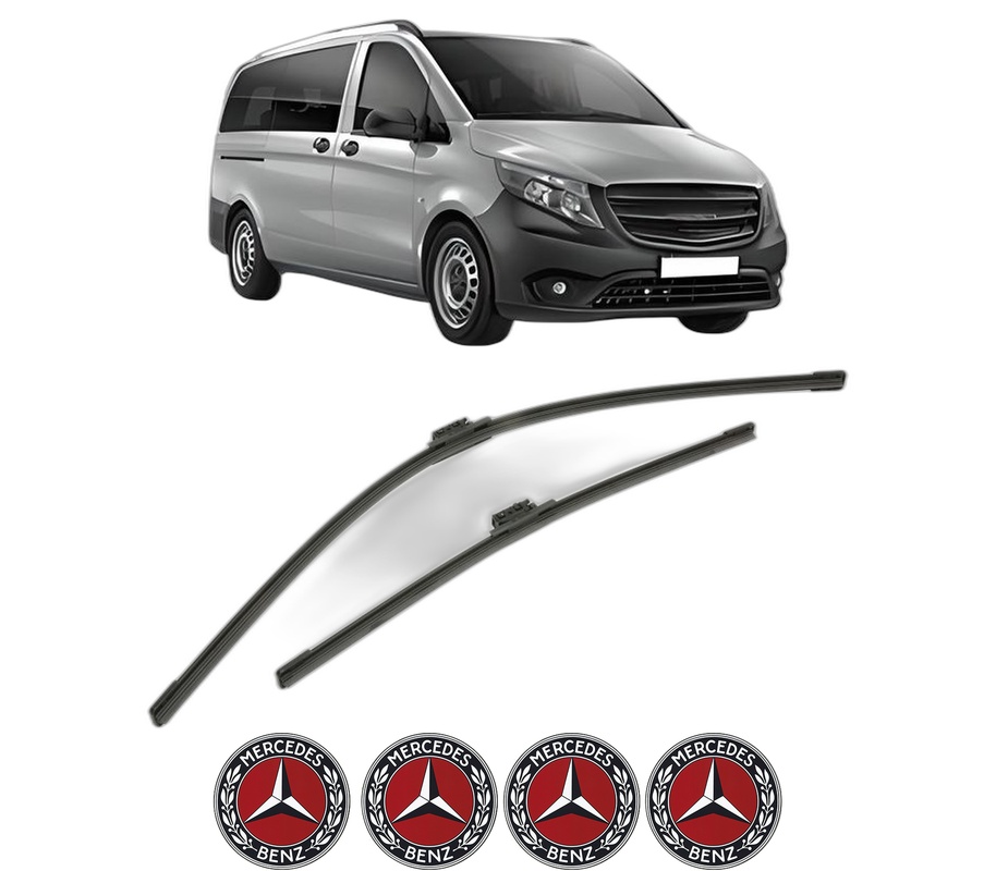 Set stergatoare auto MERCEDES-BENZ VITO Tourer (W447) din 2014-2021, pentru parbriz auto, 2 bucati, Bosch Aerotwin, din cauciuc siliconat rezistent, 4 Stickere Auto MERCEDES-BENZ