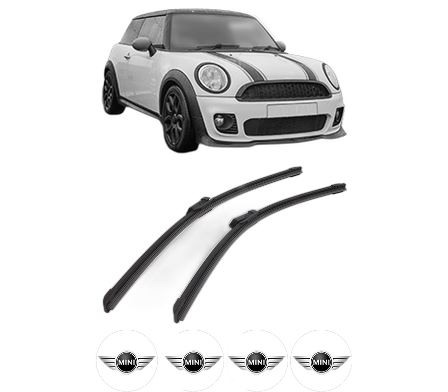 Set stergatoare auto MINI MINI CLUBMAN (F54) din 2014-2024, pentru parbriz auto, 2 bucati, Bosch Aerotwin, din cauciuc siliconat rezistent, 4 Stickere Auto MINI