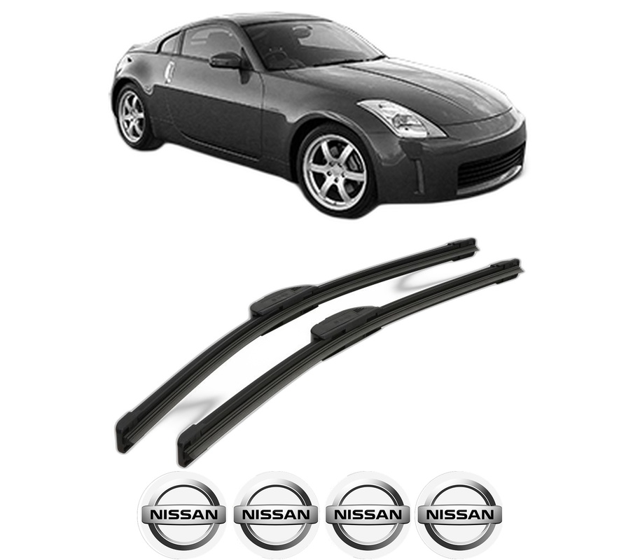 Set stergatoare auto NISSAN 350Z Coupe (Z33) din 2002-2005, pentru parbriz auto, 2 bucati, Bosch Aerotwin Retrofit, din cauciuc siliconat rezistent, 4 Stickere Auto NISSAN