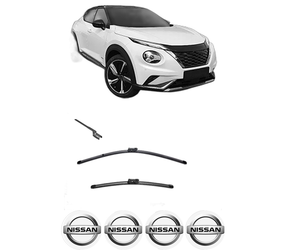 Set stergatoare auto NISSAN JUKE (F16_) din 2019, pentru parbriz auto, 2 bucati, Valeo Silencio, din cauciuc siliconat rezistent, 4 Stickere Auto NISSAN