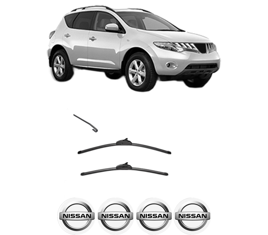 Set stergatoare auto NISSAN MURANO II (Z51) din 2008-2014, pentru parbriz auto, 2 bucati, Valeo Silencio, din cauciuc siliconat rezistent, 4 Stickere Auto NISSAN
