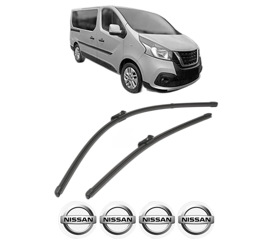 Set stergatoare auto NISSAN NV300 Kombi (X82) din 2016-2021, pentru parbriz auto, 2 bucati, Valeo Silencio Xtrm, din cauciuc siliconat rezistent, 4 Stickere Auto NISSAN