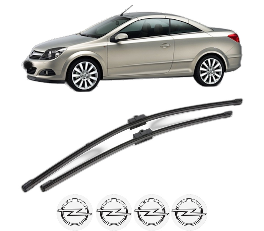 Set stergatoare auto OPEL ASTRA H TwinTop (A04) din 2005-2010, pentru parbriz auto, 2 bucati, Valeo Silencio Xtrm, din cauciuc siliconat rezistent, 4 Stickere Auto OPEL