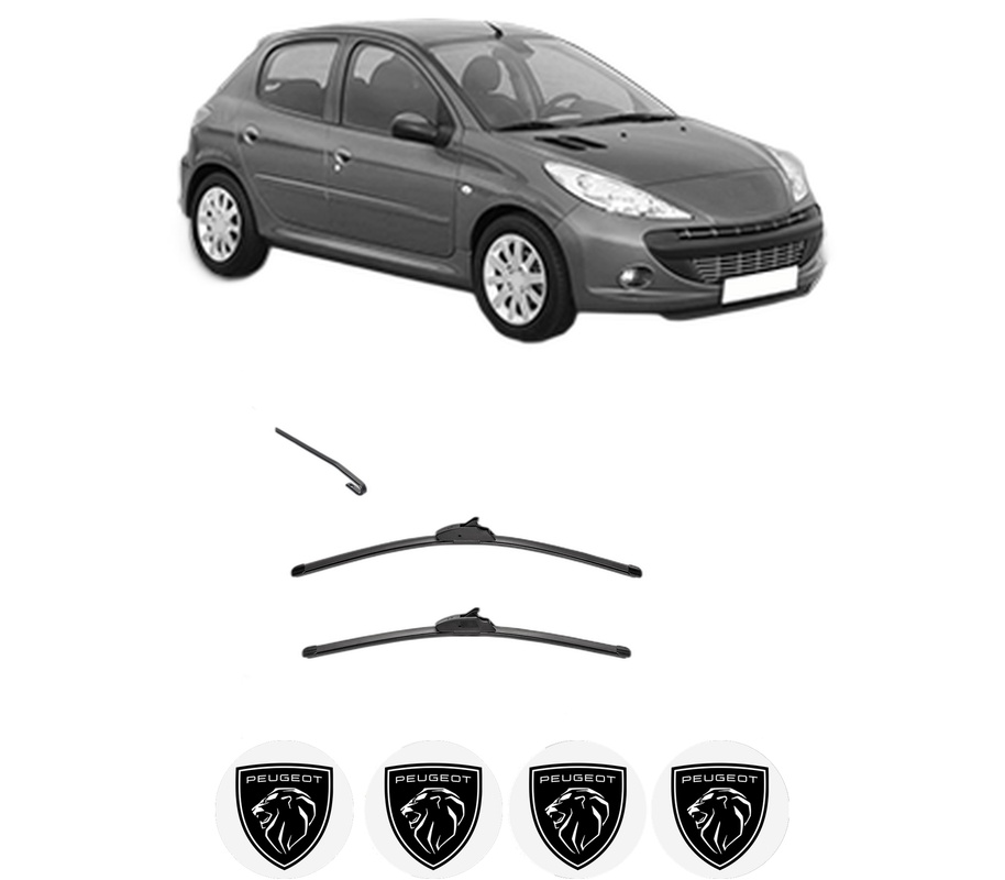 Set stergatoare auto PEUGEOT 206+ (2L_, 2M_) din 2009-2013, pentru parbriz auto, 2 bucati, Valeo Silencio, din cauciuc siliconat rezistent, 4 Stickere Auto PEUGEOT