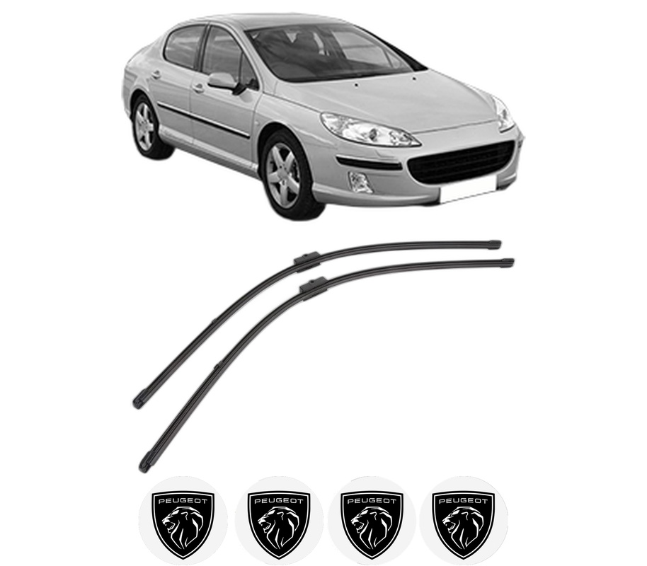 Set stergatoare auto PEUGEOT 407 (6D_) din 2004-2011, pentru parbriz auto, 2 bucati, Valeo Silencio Xtrm, din cauciuc siliconat rezistent, 4 Stickere Auto PEUGEOT