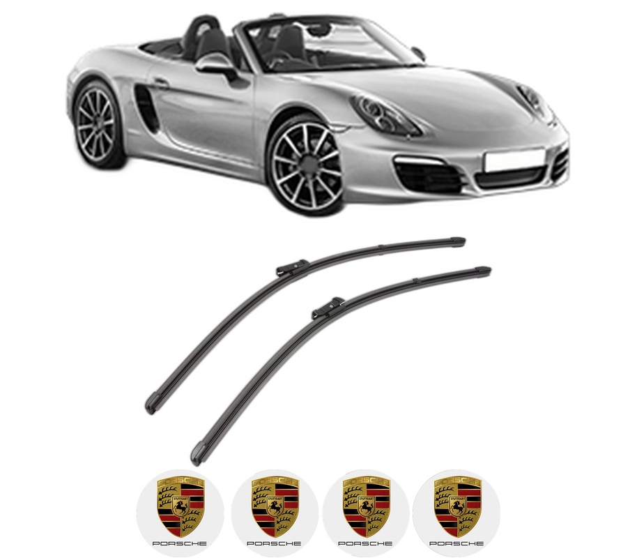 Set stergatoare auto PORSCHE BOXSTER (981) din 2012-2016, pentru parbriz auto, 2 bucati, Valeo Silencio, din cauciuc siliconat rezistent, 4 Stickere Auto PORSCHE