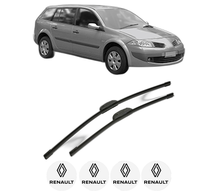 Set stergatoare auto RENAULT MEGANE II Estate Van (KM_) din 2003-2009, pentru parbriz auto, 2 bucati, Bosch Aerotwin Retrofit, din cauciuc siliconat rezistent, 4 Stickere Auto RENAULT