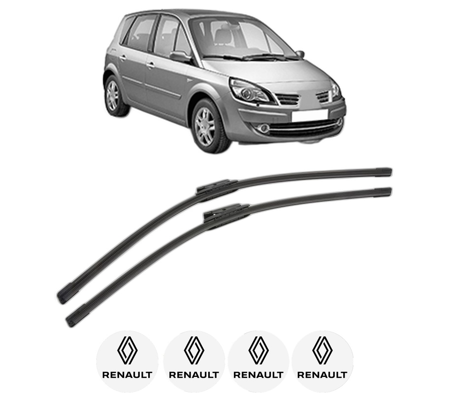 Set stergatoare auto RENAULT SCENIC III (JZ0/1_) din 2008-2016, pentru parbriz auto, 2 bucati, Bosch Aerotwin, din cauciuc siliconat rezistent, 4 Stickere Auto RENAULT