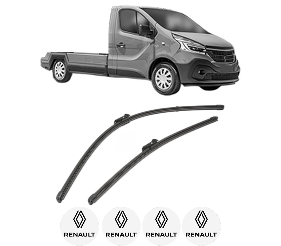 Set stergatoare auto RENAULT TRAFIC III Platform/Chassis (EG_) din 2014-2023, pentru parbriz auto, 2 bucati, Valeo Silencio Xtrm, din cauciuc siliconat rezistent, 4 Stickere Auto RENAULT