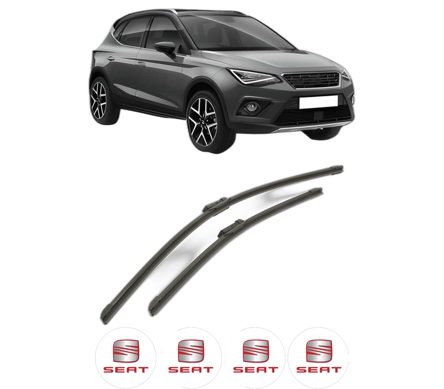 Set stergatoare auto SEAT ARONA (KJ7, KJP) din 2017-2020, pentru parbriz auto, 2 bucati, Bosch Aerotwin, din cauciuc siliconat rezistent, 4 Stickere Auto SEAT