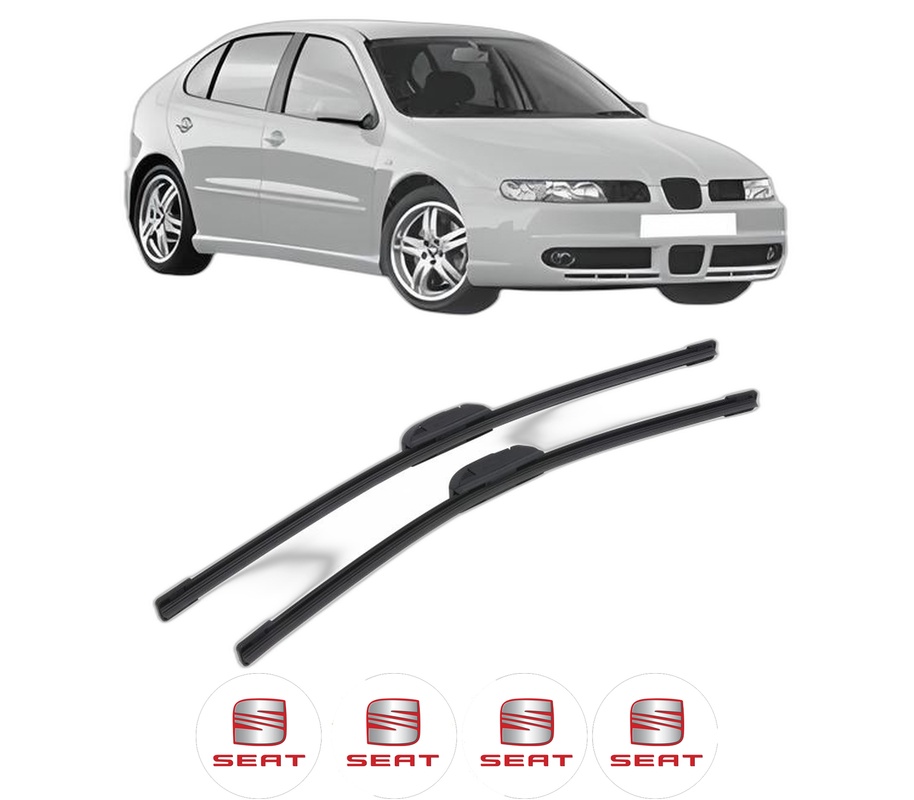 Set stergatoare auto SEAT LEON (1M1) din 1999-2005, pentru parbriz auto, 2 bucati, Bosch Aerotwin Retrofit, din cauciuc siliconat rezistent, 4 Stickere Auto SEAT