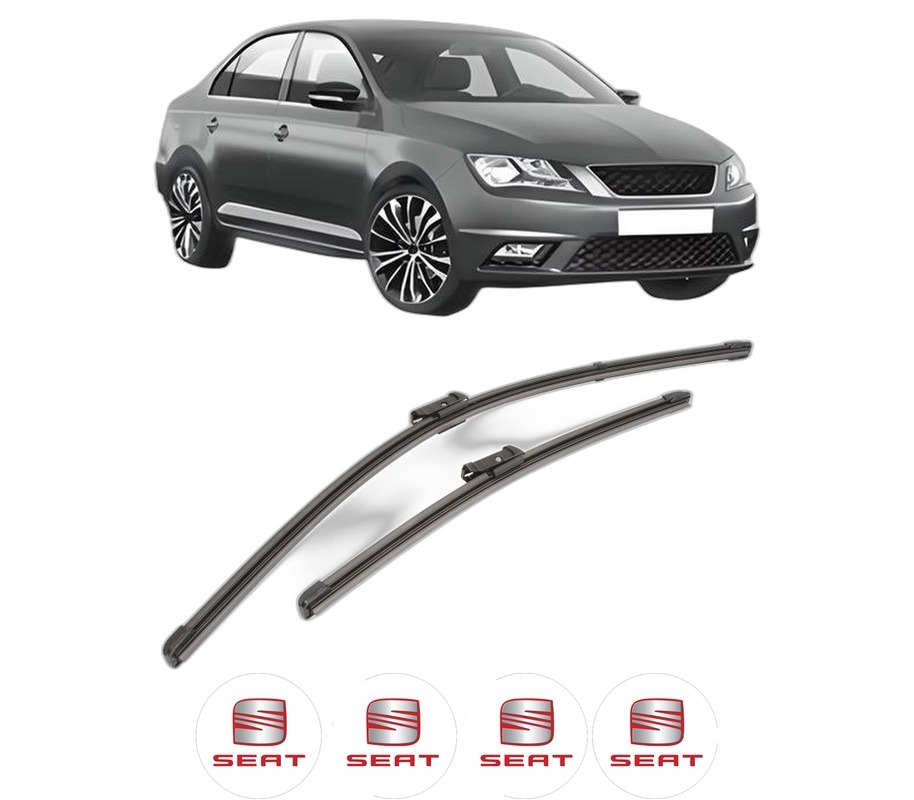 Set stergatoare auto SEAT TOLEDO IV (KG3) din 2012-2019, pentru parbriz auto, 2 bucati, Valeo Silencio Xtrm, din cauciuc siliconat rezistent, 4 Stickere Auto SEAT