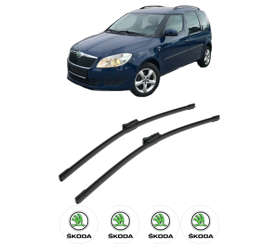 Set stergatoare auto SKODA ROOMSTER (5J7) din 2006-2015, pentru parbriz auto, 2 bucati, Bosch Aerotwin, din cauciuc siliconat rezistent, 4 Stickere Auto SKODA