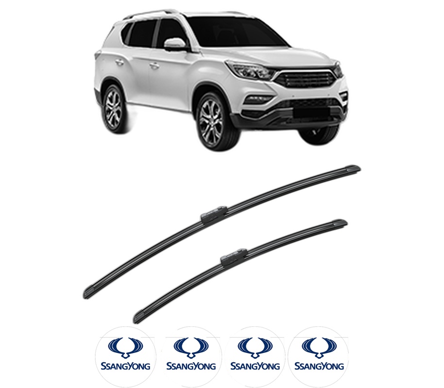 Set stergatoare auto SSANGYONG REXTON (Y400, Y450) din 2017-2018, pentru parbriz auto, 2 bucati, Bosch Aerotwin, din cauciuc siliconat rezistent, 4 Stickere Auto SSANGYONG