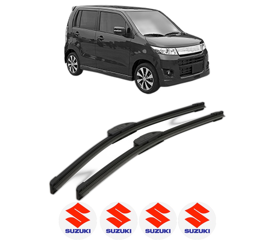 Set stergatoare auto SUZUKI WAGON R (MH21, MH22) din 2003-2004, pentru parbriz auto, 2 bucati, Bosch Aerotwin Retrofit, din cauciuc siliconat rezistent, 4 Stickere Auto SUZUKI