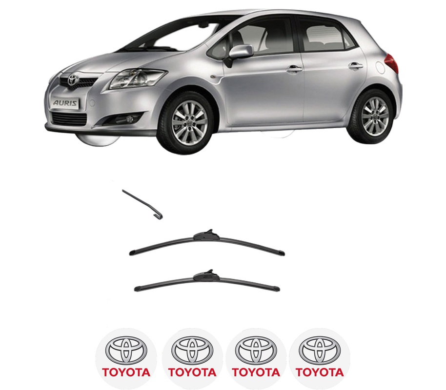 Set stergatoare auto TOYOTA AURIS (_E15_) din 2006-2012, pentru parbriz auto, 2 bucati, Valeo Silencio, din cauciuc siliconat rezistent, 4 Stickere Auto TOYOTA