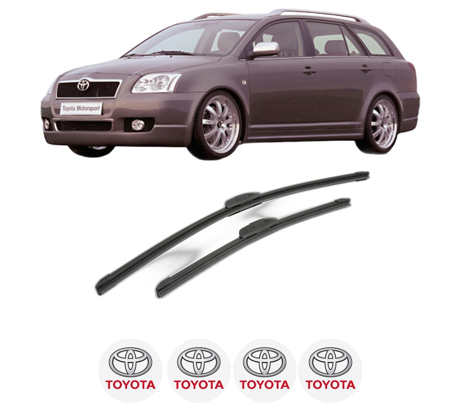 Set stergatoare auto TOYOTA AVENSIS Estate (_T25_) din 2003-2008, pentru parbriz auto, 2 bucati, Bosch Aerotwin Retrofit, din cauciuc siliconat rezistent, 4 Stickere Auto TOYOTA