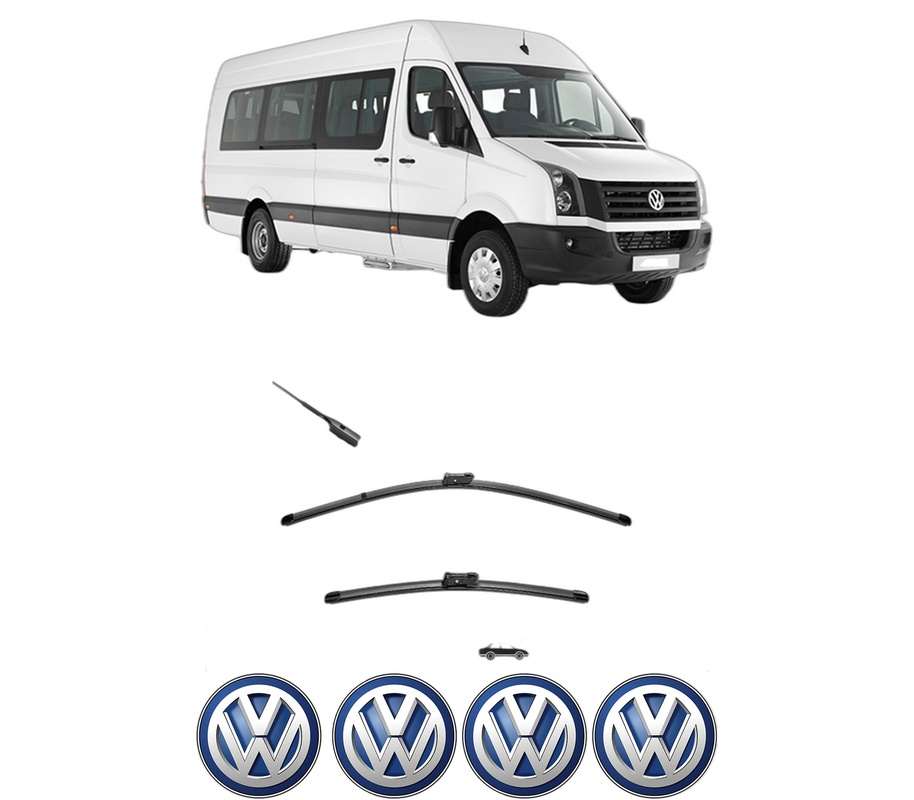 Set stergatoare auto Volkswagen CRAFTER Bus (SYI, SYJ) din 2016-2024, pentru parbriz auto, 2 bucati, Valeo Silencio, din cauciuc siliconat rezistent, 4 Stickere Auto Volkswagen