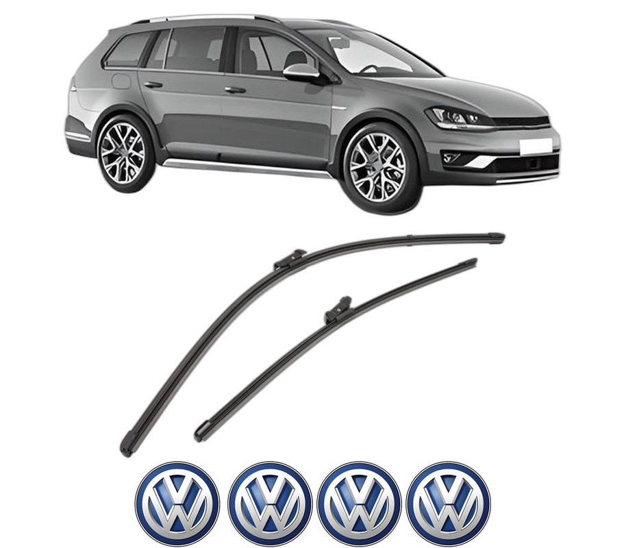 Set stergatoare auto Volkswagen GOLF ALLTRACK VII Variant (BA5, BV5) din 2014-2020, pentru parbriz auto, 2 bucati, Valeo Silencio Xtrm, din cauciuc siliconat rezistent, 4 Stickere Auto Volkswagen