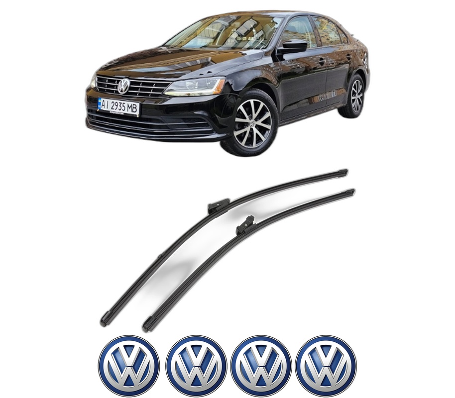 Set stergatoare auto Volkswagen JETTA VII Saloon (BU3, BU4) din 2017, pentru parbriz auto, 2 bucati, Valeo Silencio Xtrm, din cauciuc siliconat rezistent, 4 Stickere Auto Volkswagen
