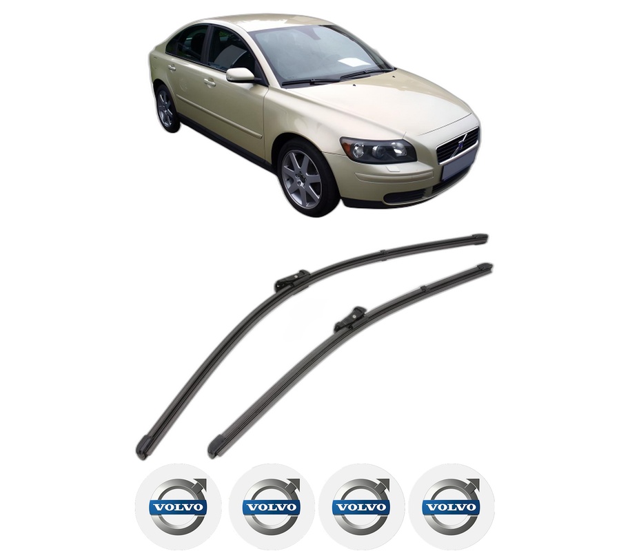 Set stergatoare auto VOLVO S40 II (544) din 2004-2012, pentru parbriz auto, 2 bucati, Valeo Silencio Xtrm, din cauciuc siliconat rezistent, 4 Stickere Auto VOLVO