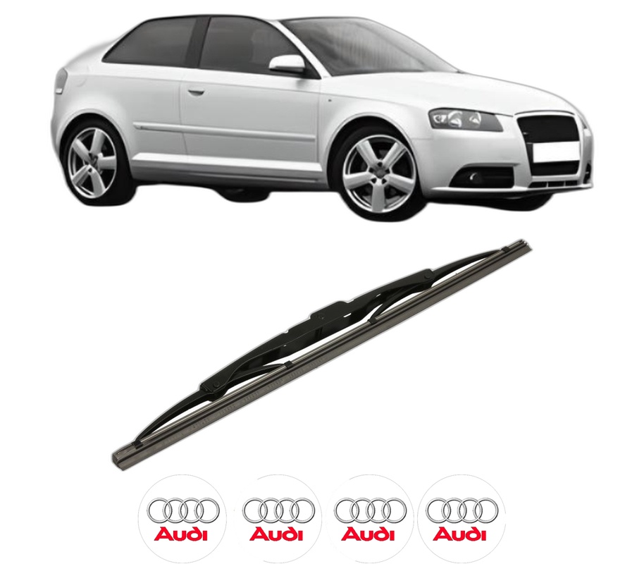 Stergator lamela spate AUDI A3 (8P1) din 2003 - 2012, pentru luneta auto, Bosch Twin, din cauciuc siliconat rezistent, 4 Stickere Auto AUDI