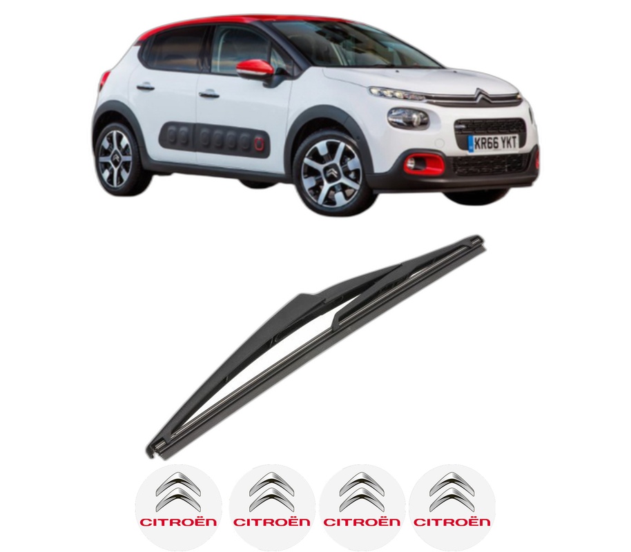 Stergator lamela spate CITROEN C3 III Van (SX_, SY_) din 2016, pentru luneta auto, Valeo Silencio, din cauciuc siliconat rezistent, 4 Stickere Auto CITROEN