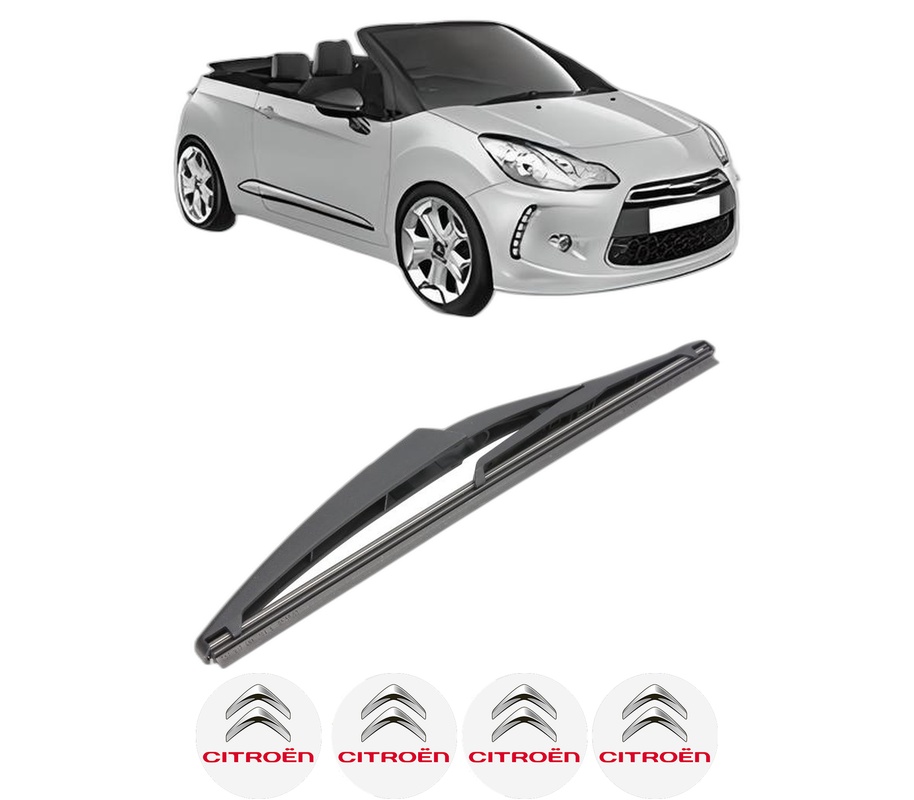 Stergator lamela spate CITROEN DS3 Convertible din 2013 - 2015, pentru luneta auto, Valeo Silencio, din cauciuc siliconat rezistent, 4 Stickere Auto CITROEN