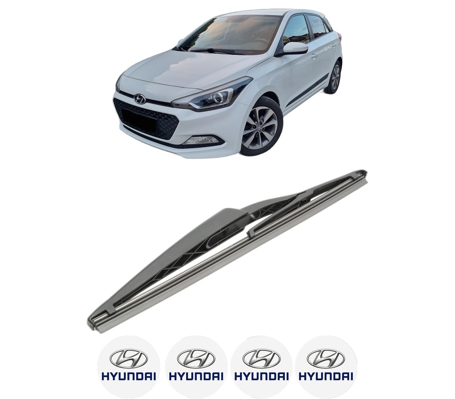 Stergator lamela spate HYUNDAI i20 II (GB, IB) din 2014 - 2021, pentru luneta auto, Bosch Twin, din cauciuc siliconat rezistent, 4 Stickere Auto HYUNDAI