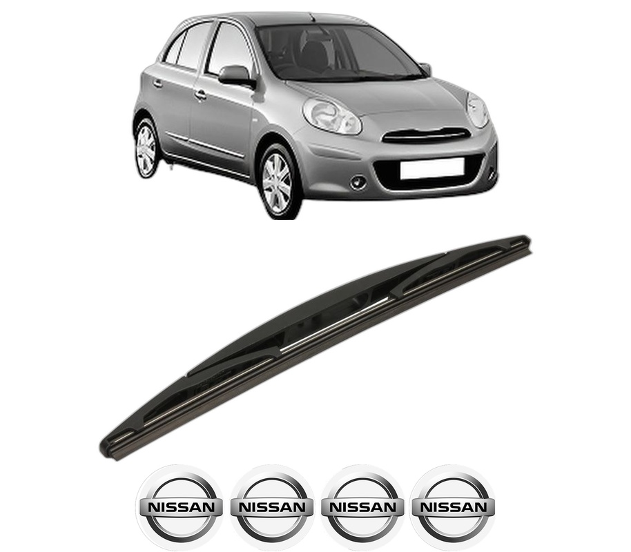 Stergator lamela spate NISSAN MICRA IV (K13K, K13KK) din 2010 - 2015, pentru luneta auto, Bosch Twin, din cauciuc siliconat rezistent, 4 Stickere Auto NISSAN