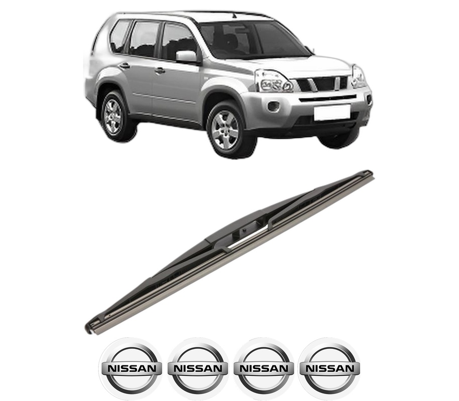 Stergator lamela spate NISSAN X-TRAIL II (T31) din 2007 - 2014, pentru luneta auto, Valeo Silencio, din cauciuc siliconat rezistent, 4 Stickere Auto NISSAN