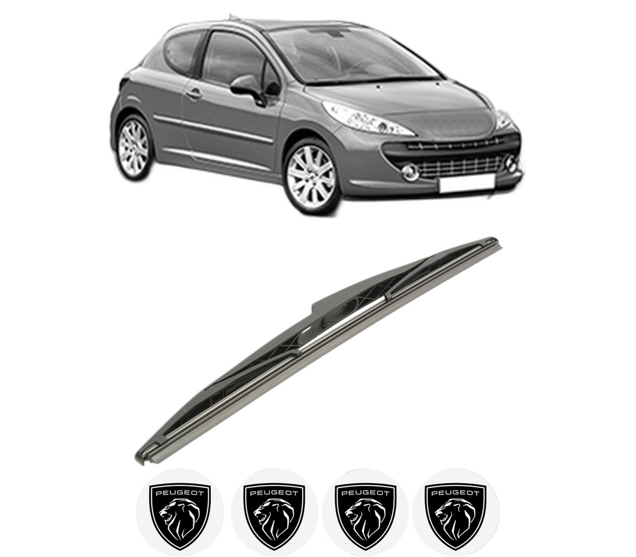 Stergator lamela spate PEUGEOT 207 (WA_, WC_) din 2006 - 2015, pentru luneta auto, Bosch Twin, din cauciuc siliconat rezistent, 4 Stickere Auto PEUGEOT