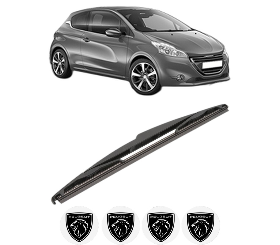 Stergator lamela spate PEUGEOT 208 I (CA_, CC_) din 2012 - 2019, pentru luneta auto, Valeo Silencio, din cauciuc siliconat rezistent, 4 Stickere Auto PEUGEOT