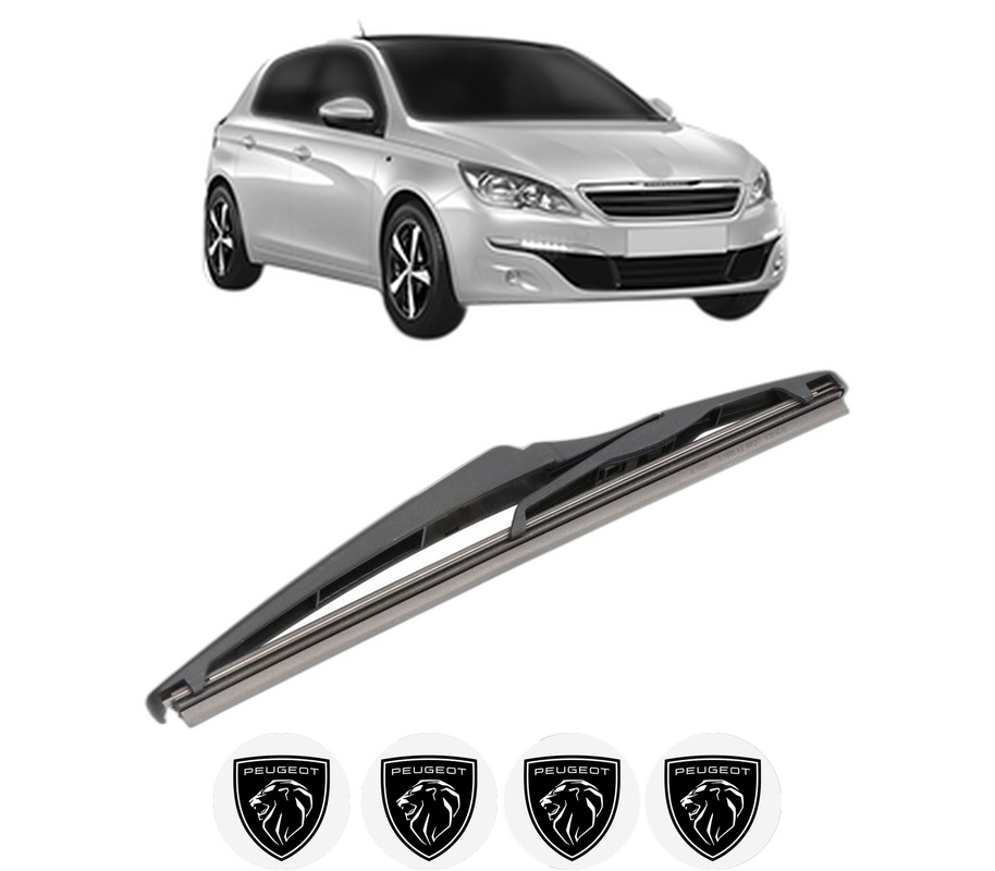 Stergator lamela spate PEUGEOT 308 Hatchback Van (LB_) din 2015 - 2021, pentru luneta auto, Valeo Silencio, din cauciuc siliconat rezistent, 4 Stickere Auto PEUGEOT
