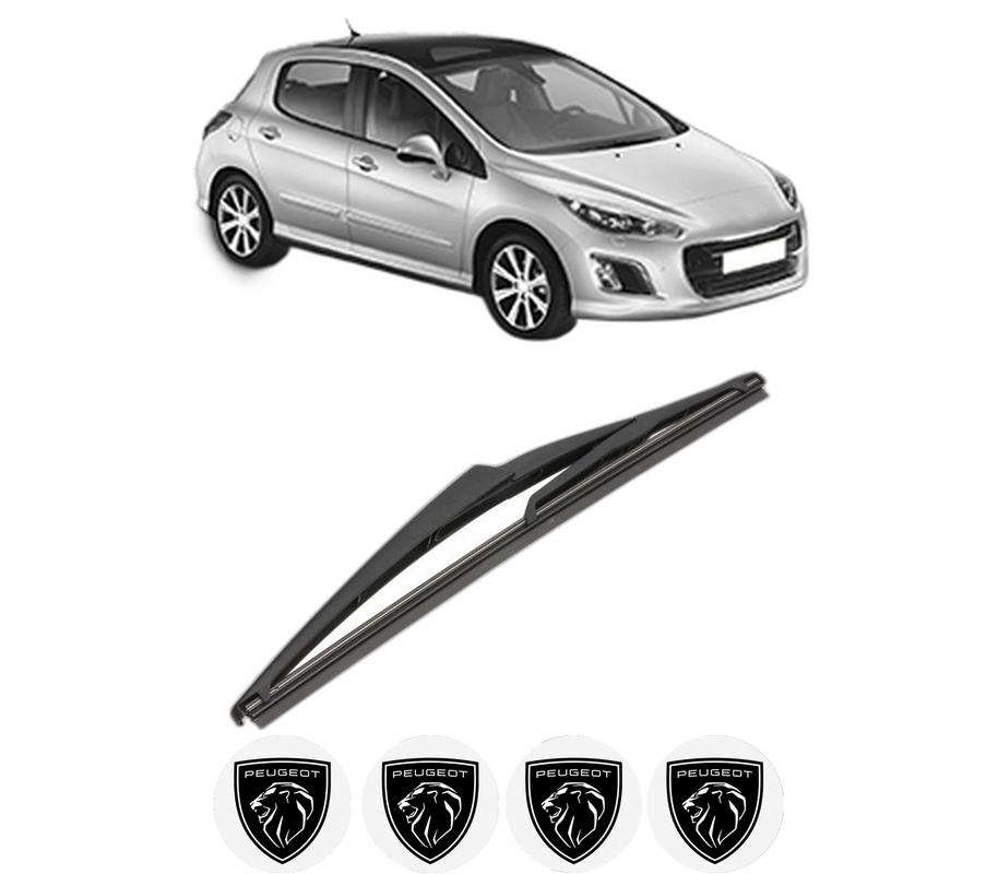 Stergator lamela spate PEUGEOT 308 I (4A_, 4C_) din 2007 - 2015, pentru luneta auto, Valeo Silencio, din cauciuc siliconat rezistent, 4 Stickere Auto PEUGEOT