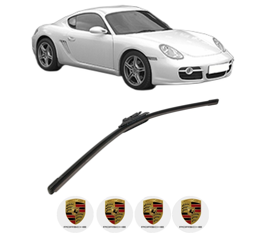 Stergator lamela spate PORSCHE CAYMAN (987) din 2005 - 2013, pentru luneta auto, Bosch Aerotwin, din cauciuc siliconat rezistent, 4 Stickere Auto PORSCHE